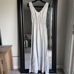 Italian Soft Gray Linen Maxi Dress M